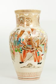 Japanese Meiji Satsuma Porcelain Samurai Vase