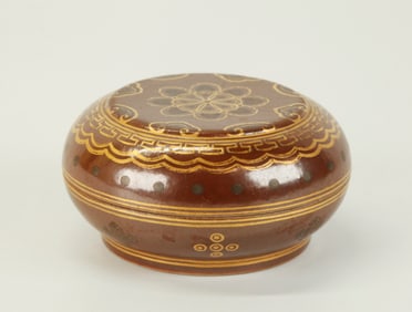 Chinese Porcelain "Bronze" Round Box & Cover