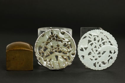 Chinese White Jade, Pale Celadon, Wood Game Dice