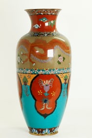 Japanese Meiji Shippo-yaki Cloisonne Dragon Vase