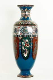 Large Japanese Meiji Shippo-yaki Cloisonne Vase