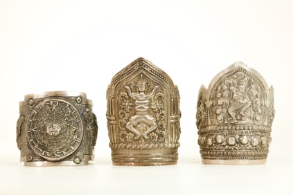 2 Chinese Silver Bracelets 1 Sanborns Mexican 264G