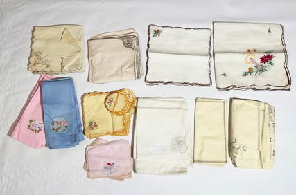 Group Embroidered Linen Napkin Coaster Hand Towel