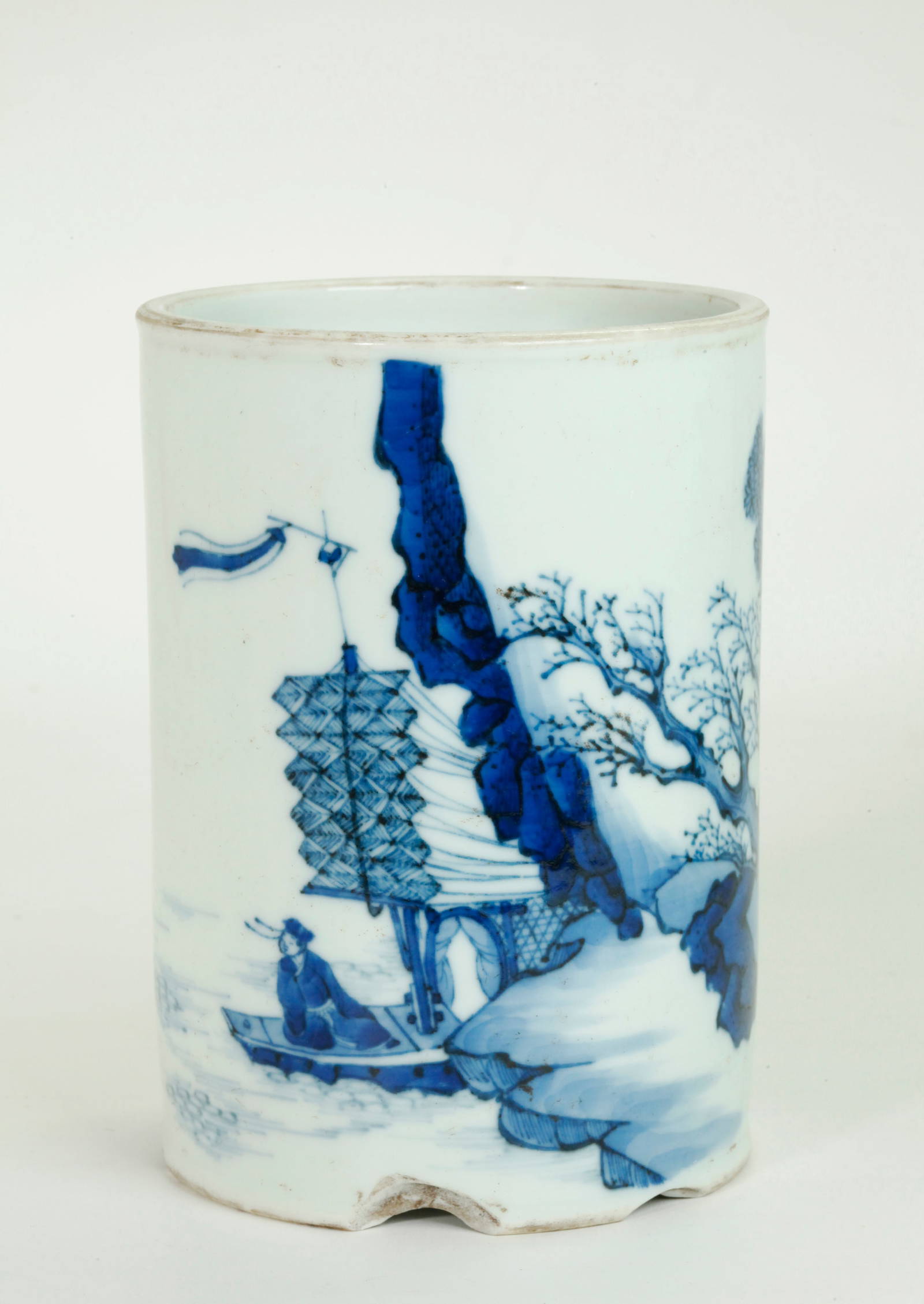 Chinese Blue & White Porcelain Brush Pot