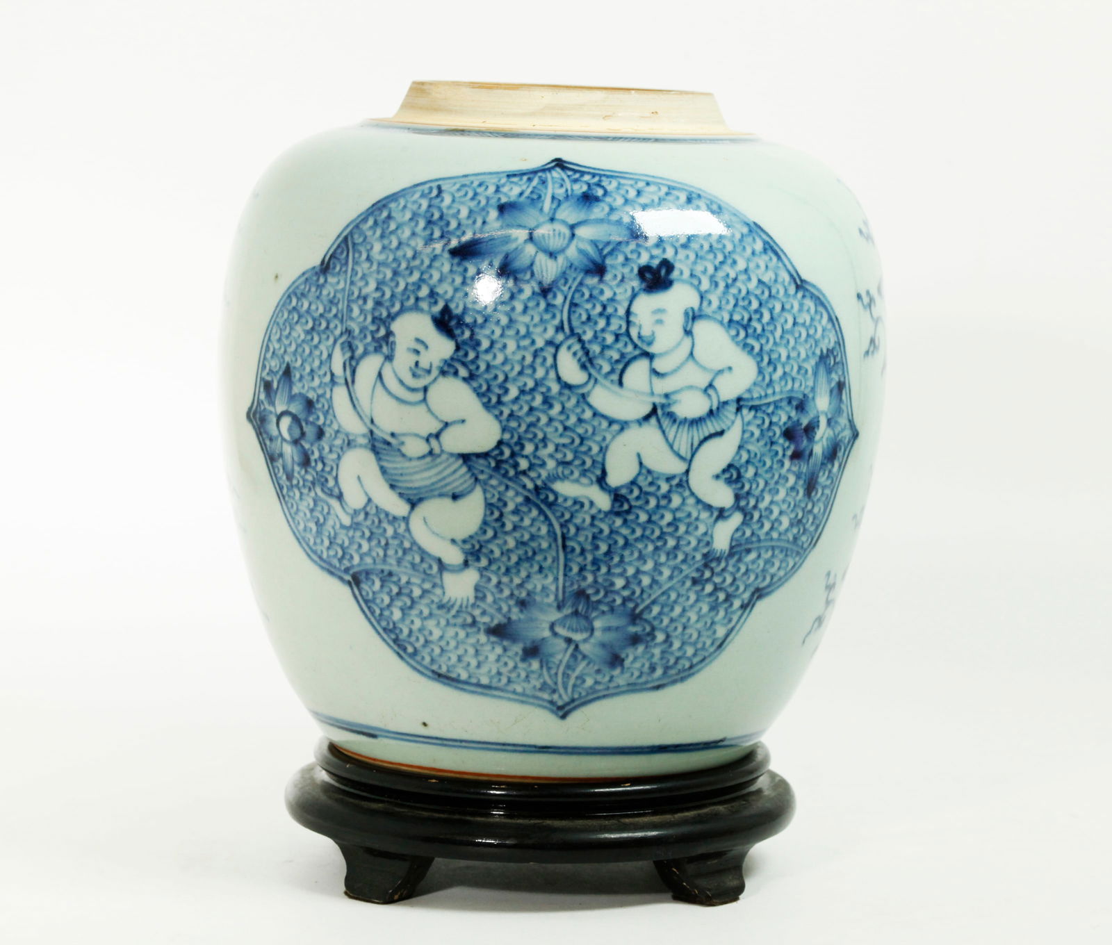 Lg Chinese Blue White Porcelain Ginger Jar