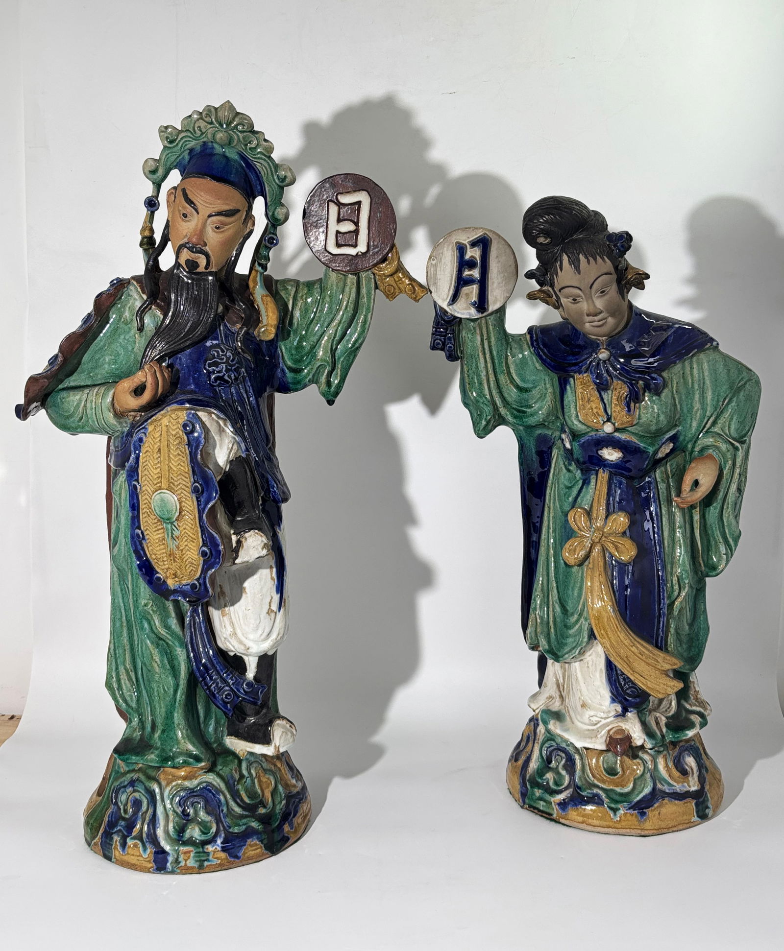 Pair Of Chinese Polychrome Gazed Ceramic Figures (1 of 8)