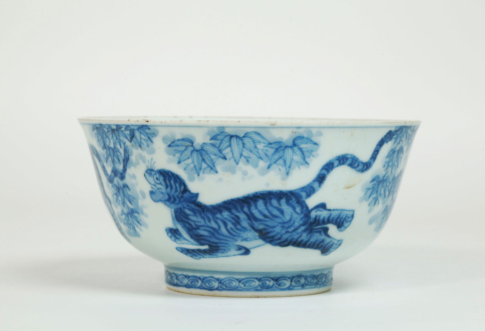 Chinese Blue & White Porcelain Tiger Bowl (1 of 5)