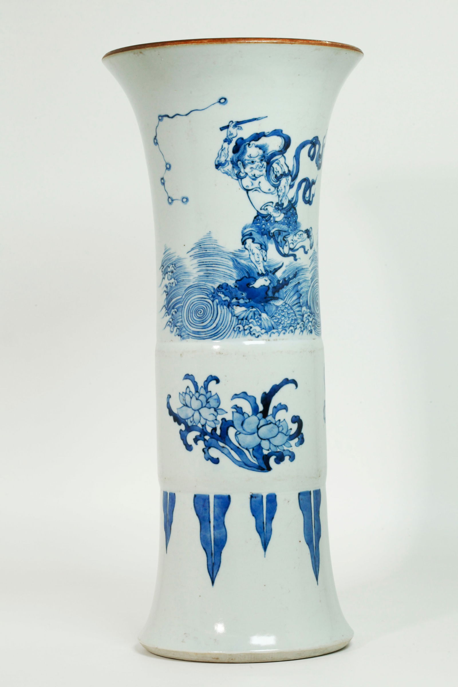 Lg Chinese Blue & White Porcelain Gu Vase (1 of 6)