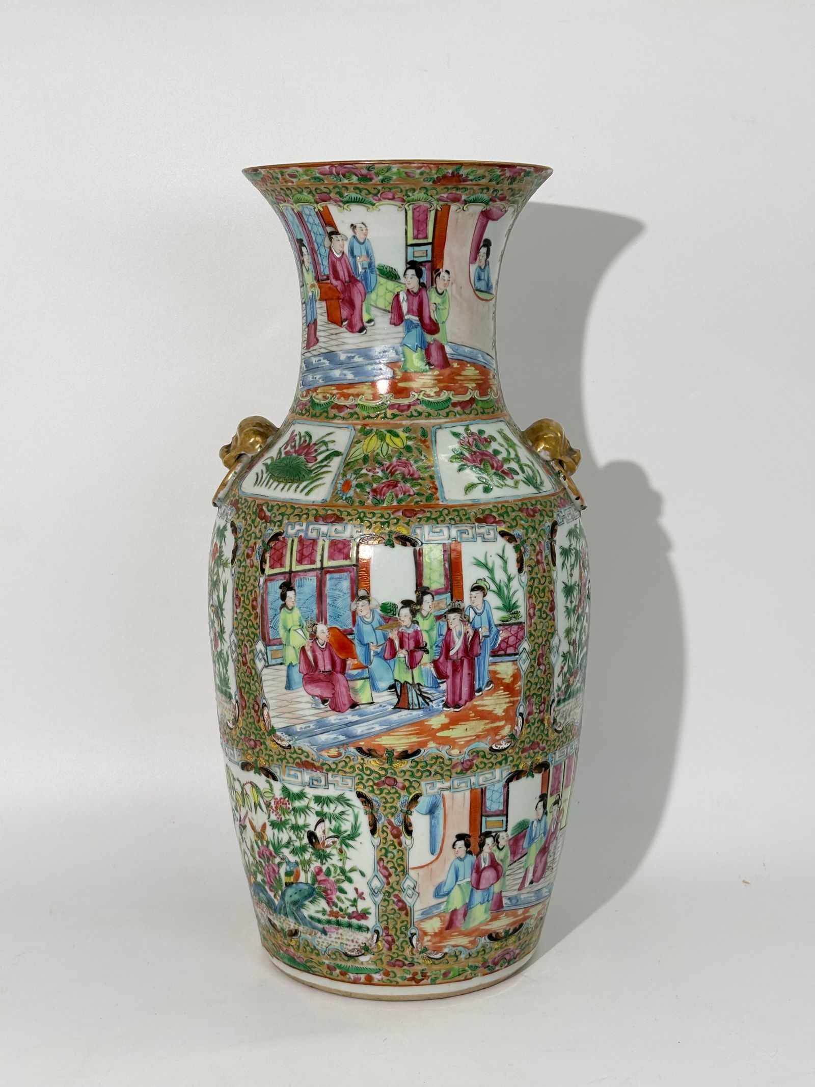 Chinese 19th C Rose Mandarin Enamel Porcelain Vase (1 of 7)