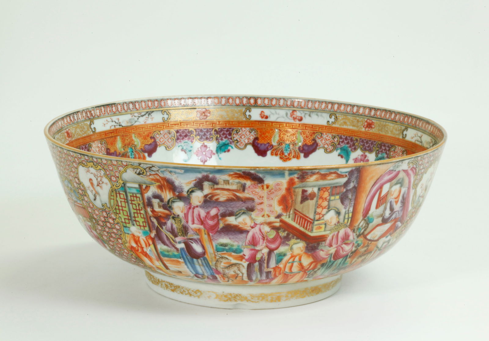 Chinese 18 C Mandarin Figure Porcelain Punch Bowl (1 of 6)