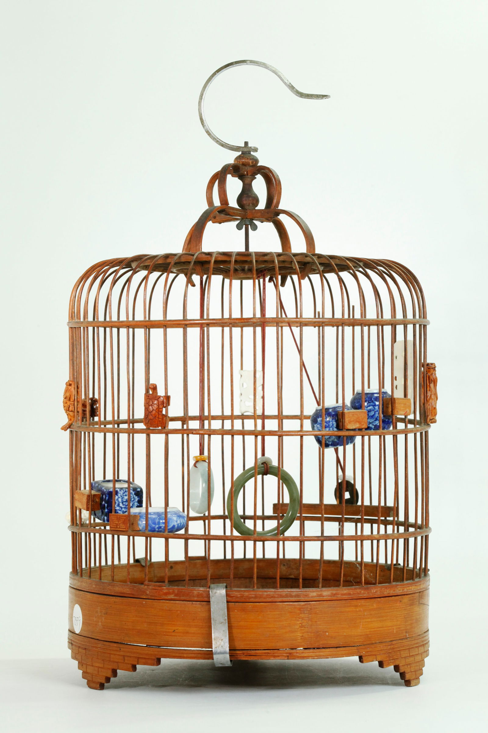 Chinese Vintage Bamboo Bird Cage & Old Feeders (1 of 6)