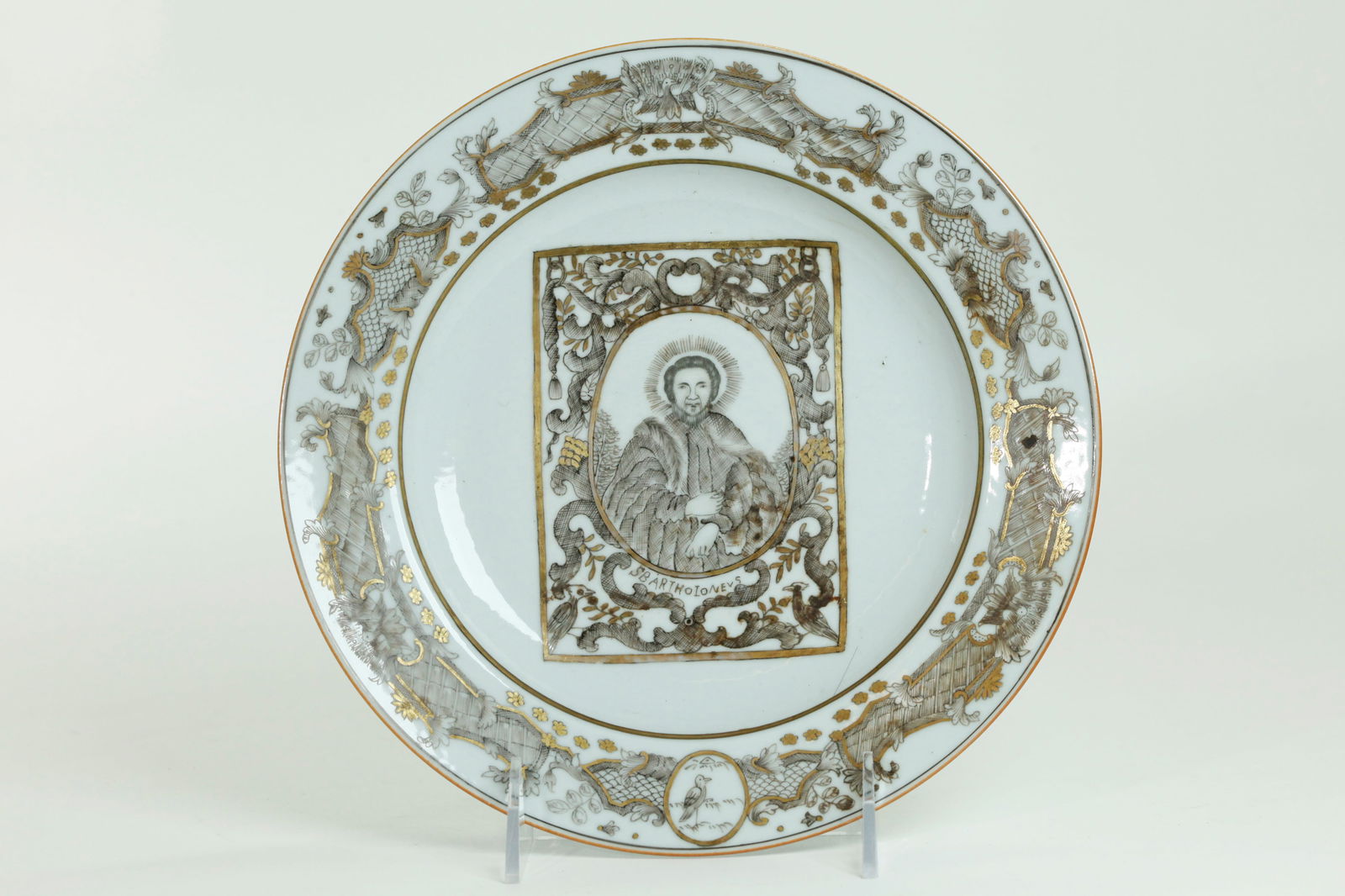 Rare Chinese 18th C Porcelain St Bartholomew Plate (1 of 7)