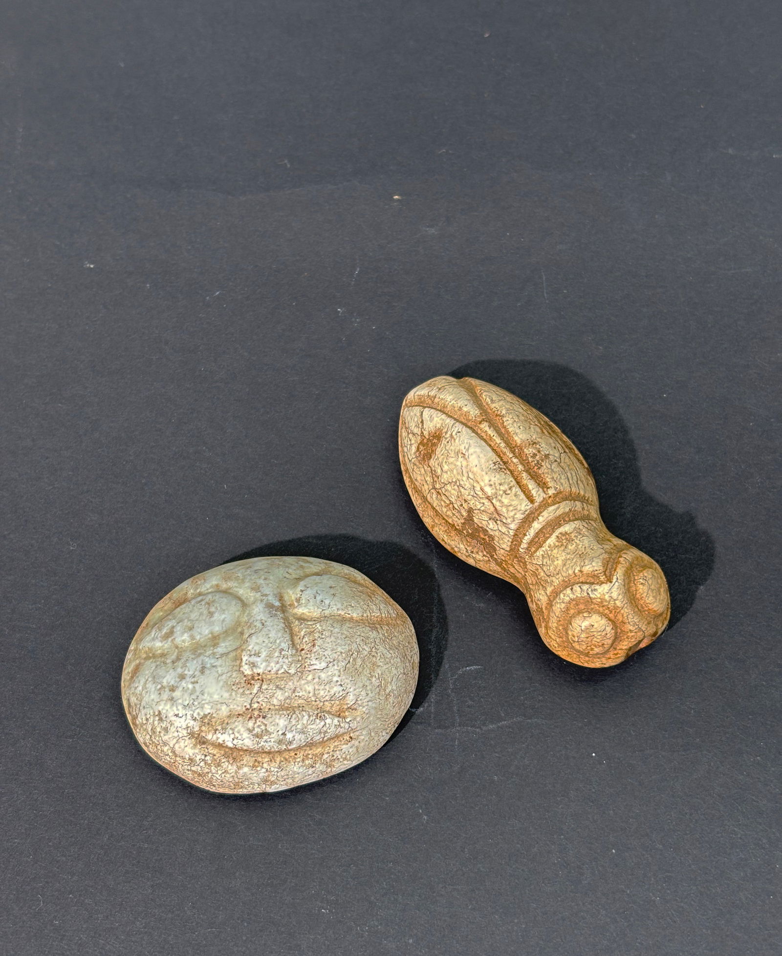 2 Chinese Archaistic Calcified Jade Pendants (1 of 6)