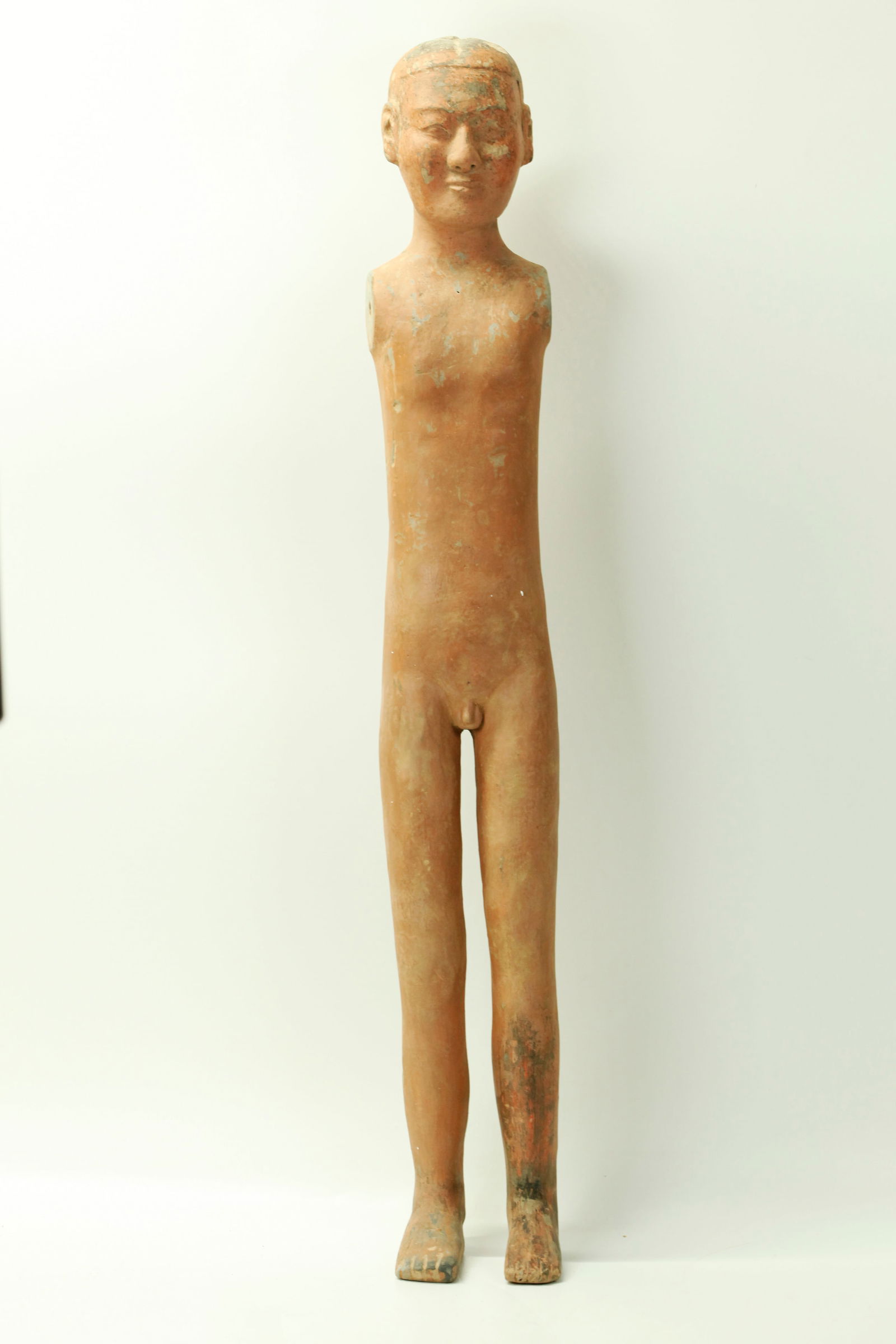 Chinese Archaistic Gray Clay & Terra Cotta Figure (1 of 4)