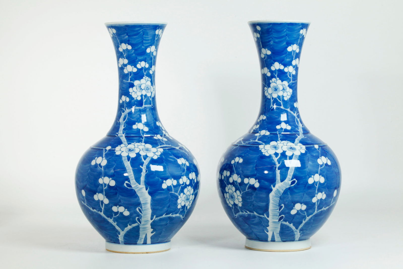 Pr Chinese 19th C Blue & White Porcelain Vases (1 of 5)