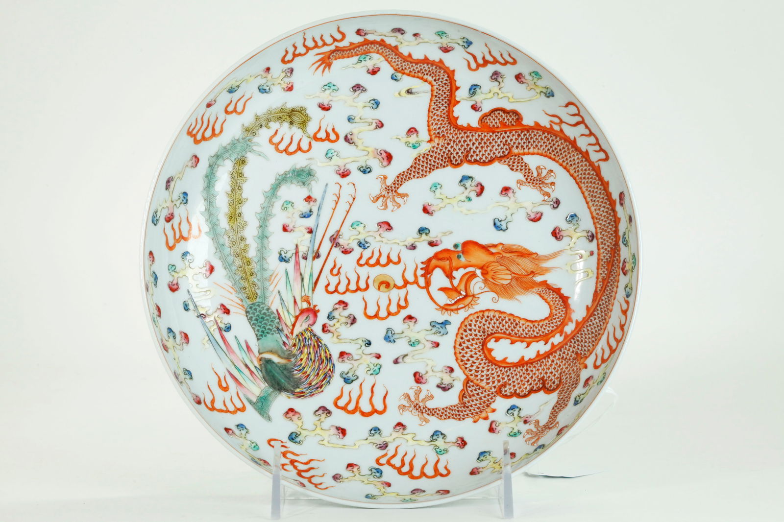 Chinese Enameled Porcelain Dragon & Phoenix Plate (1 of 4)