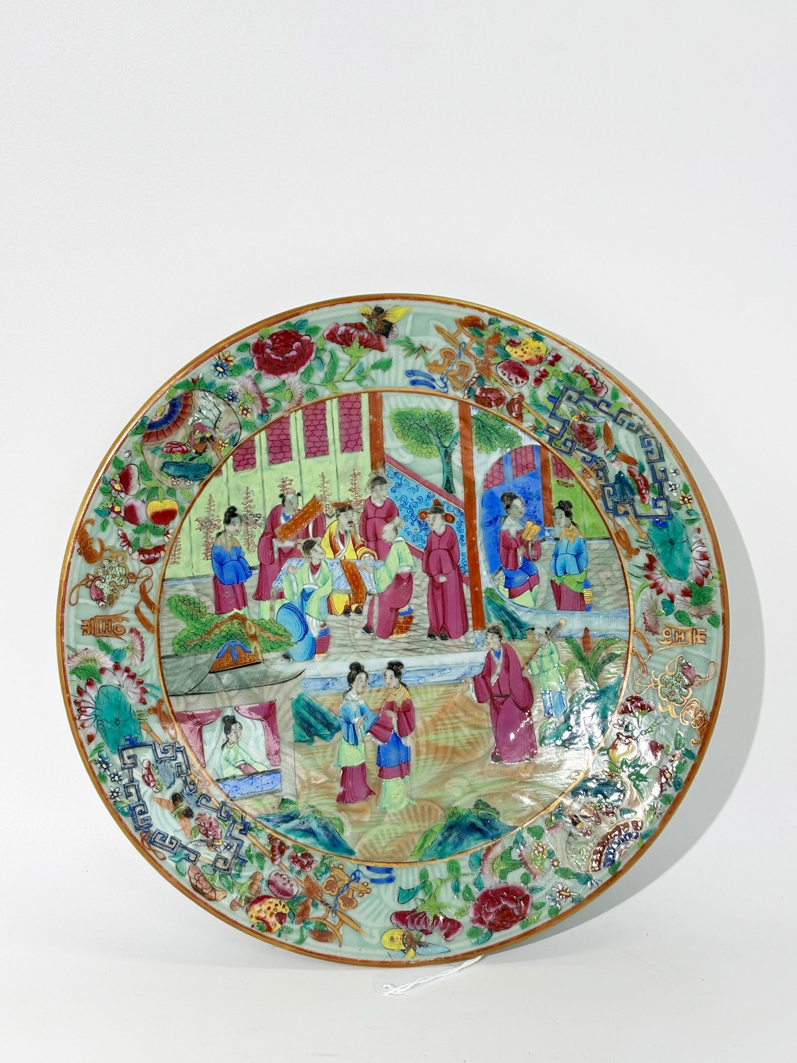 Chinese 19 C Mandarin Celadon Porcelain Charger (1 of 5)