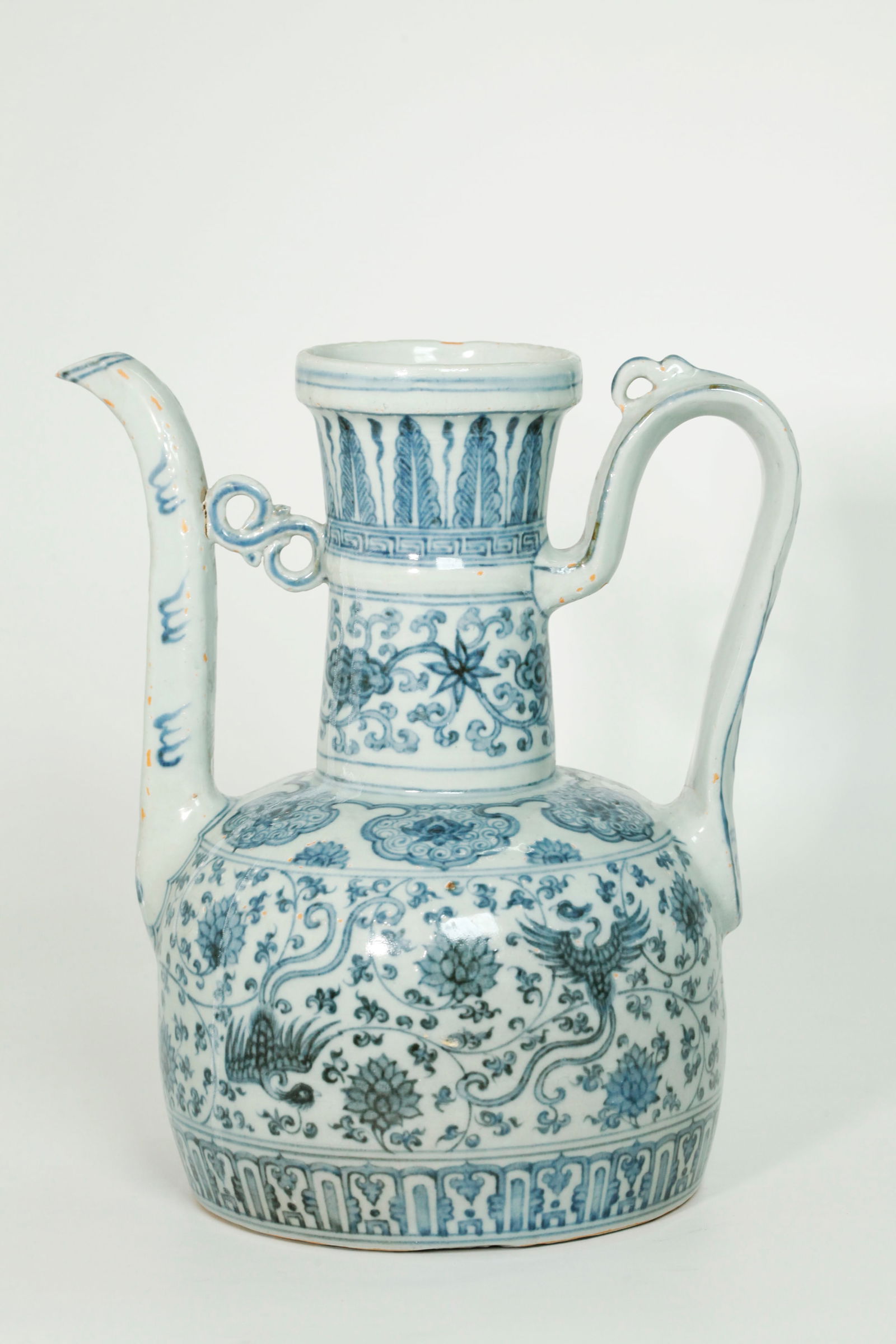 Lg Chinese Blue & White Porcelain Lotus Pitcher (1 of 5)