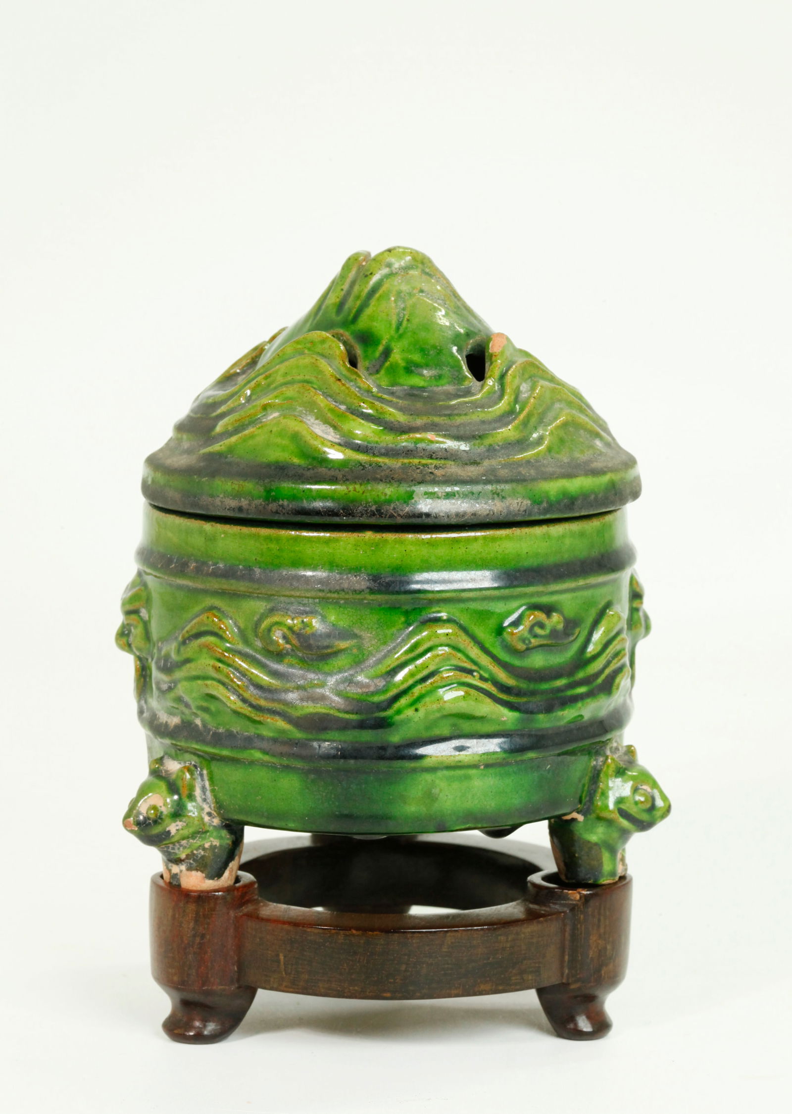 Chinese Green Glazed Buff Pottery "Hill" Censer (1 of 5)