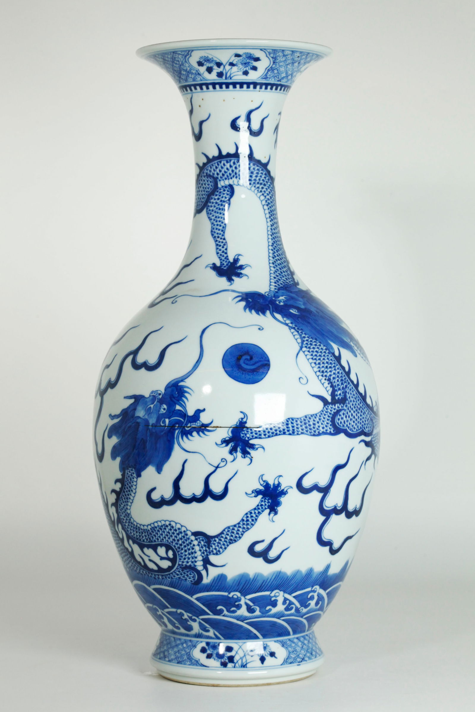 Lg Chinese Blue & White Porcelain Dragon Vase (1 of 5)