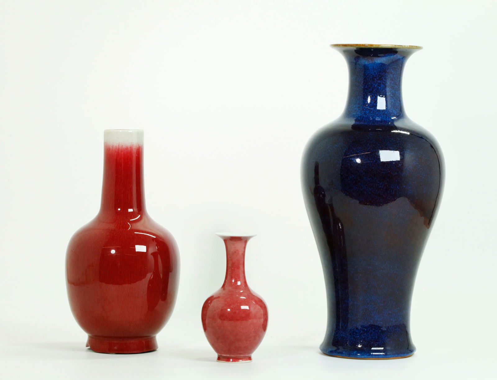 3 Chinese Monochrome Glazed Porcelain Vases (1 of 8)