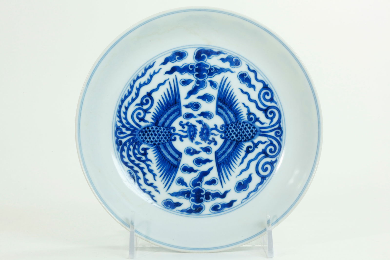 Chinese Blue & White Porcelain Phoenix Bird Plate (1 of 5)