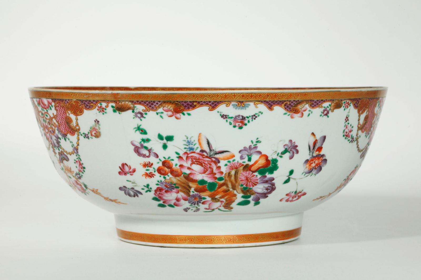 Fine Chinese 18th C Porcelain Floral Punch Bowl (1 of 5)