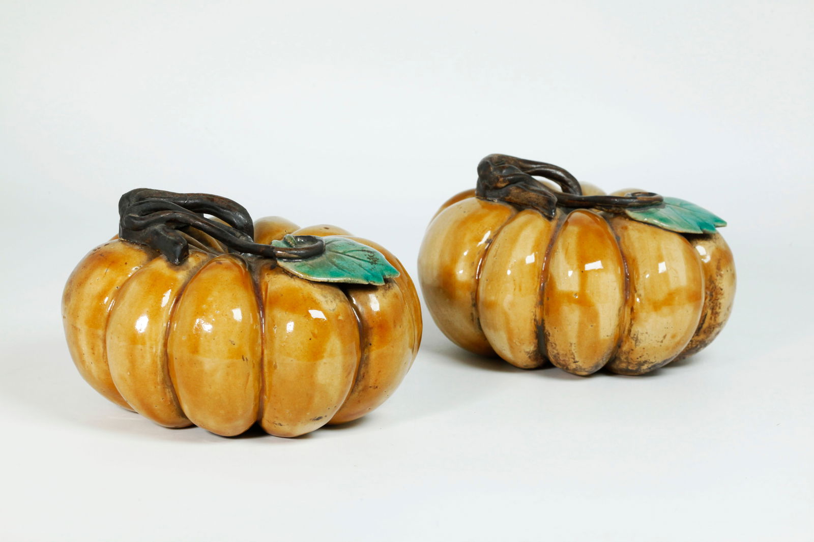 Pr Large Chinese Glazed Porcelain Altar Gourds (1 of 5)