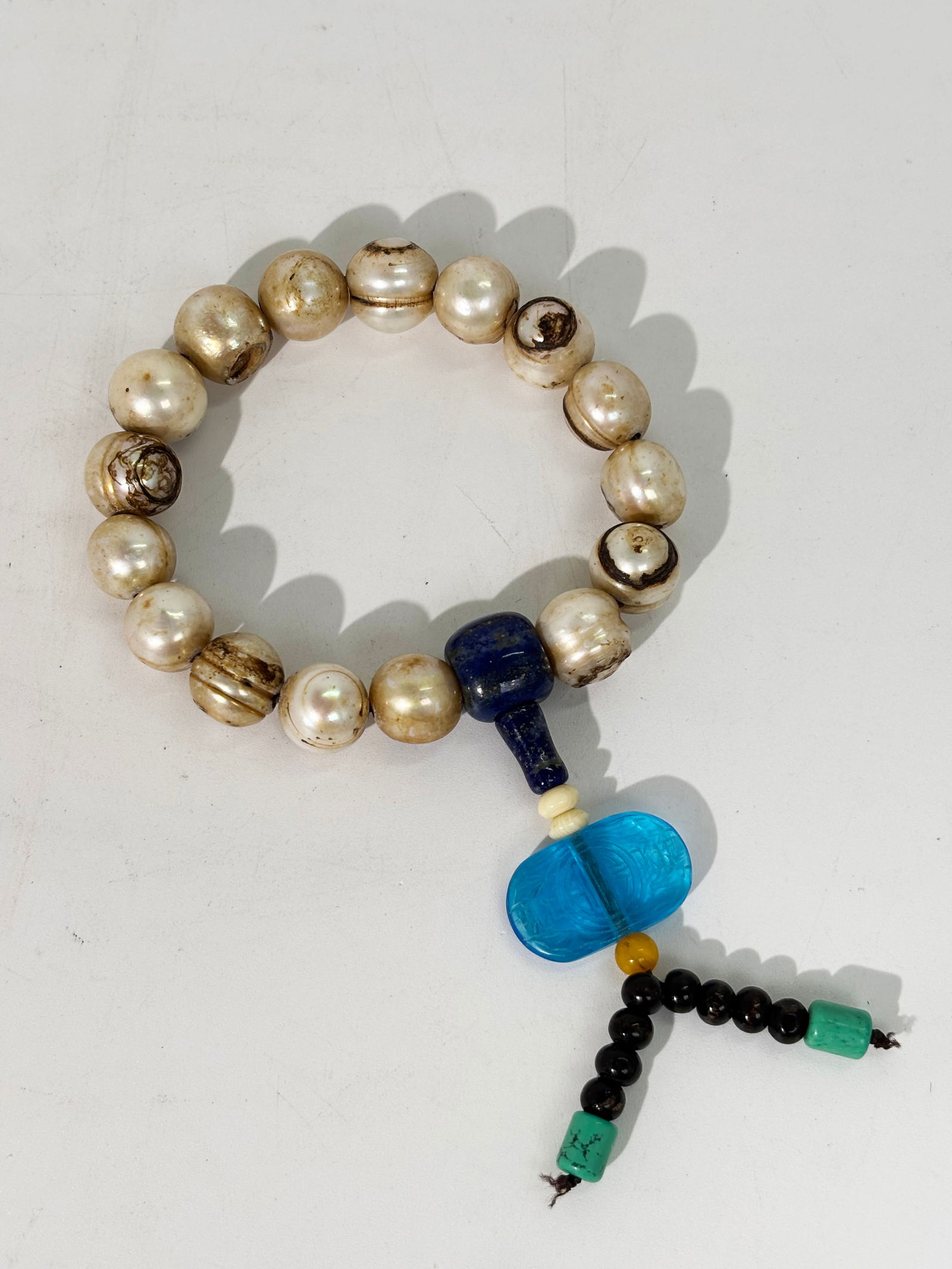 Chinese Buddhist 16 Baroque Pearl Prayer Bracelet (1 of 6)