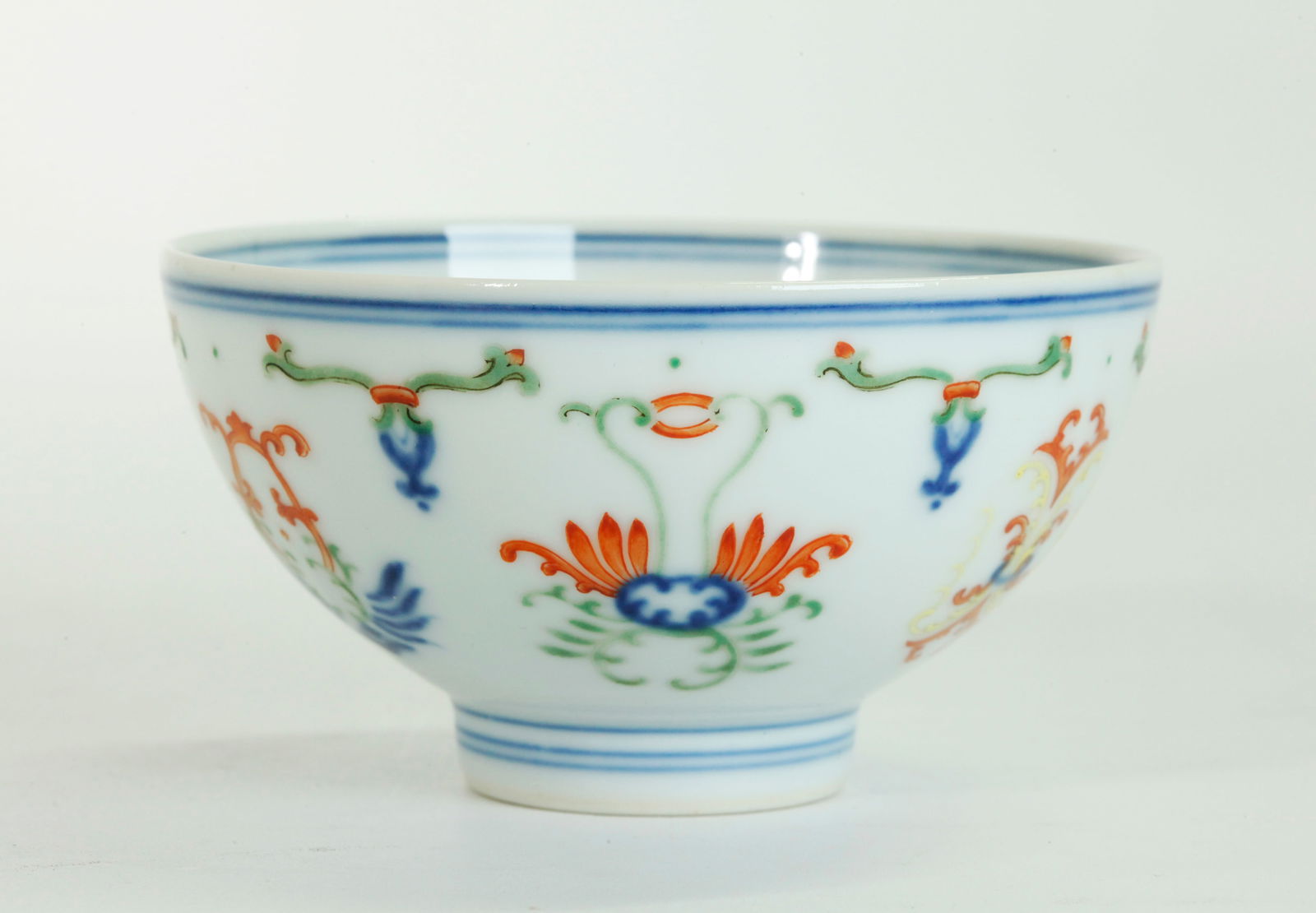 Chinese Underglaze Blue & Enamel Porcelain Cup (1 of 5)