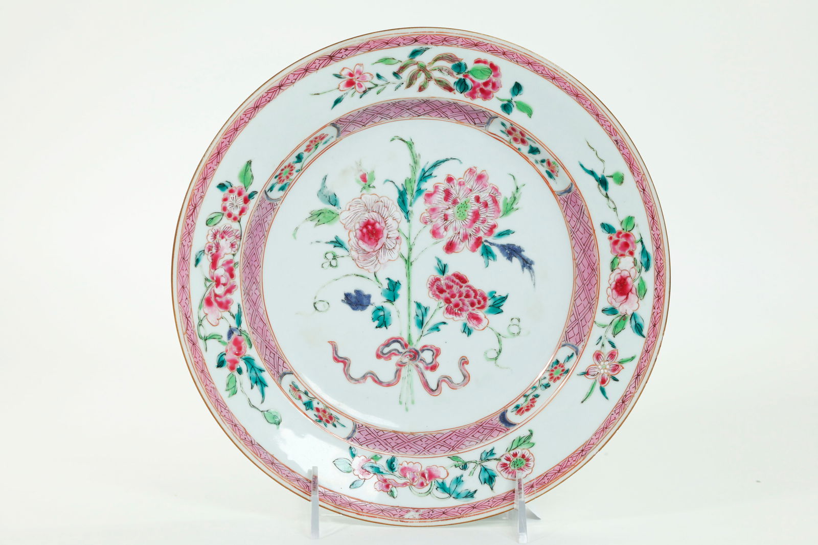 Chinese Export 18th C Famille Rose Porcelain Plate (1 of 4)
