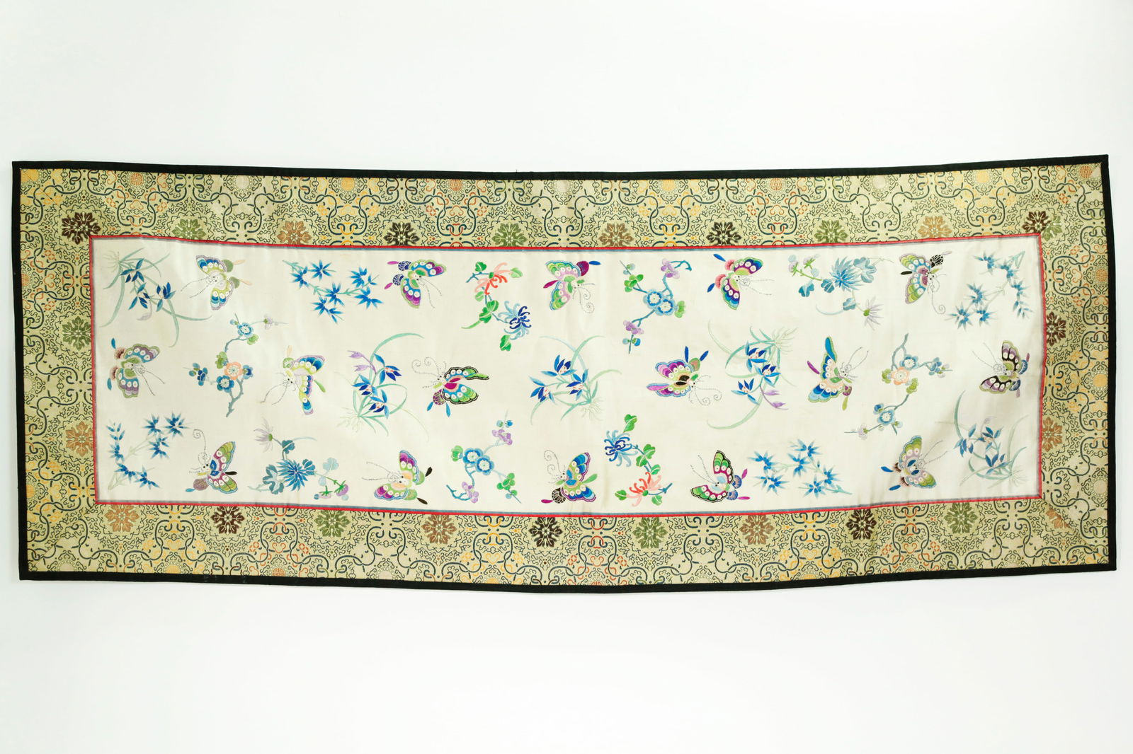 Chinese 19th C Silk Flower & Butterfly Panel (1 of 6)