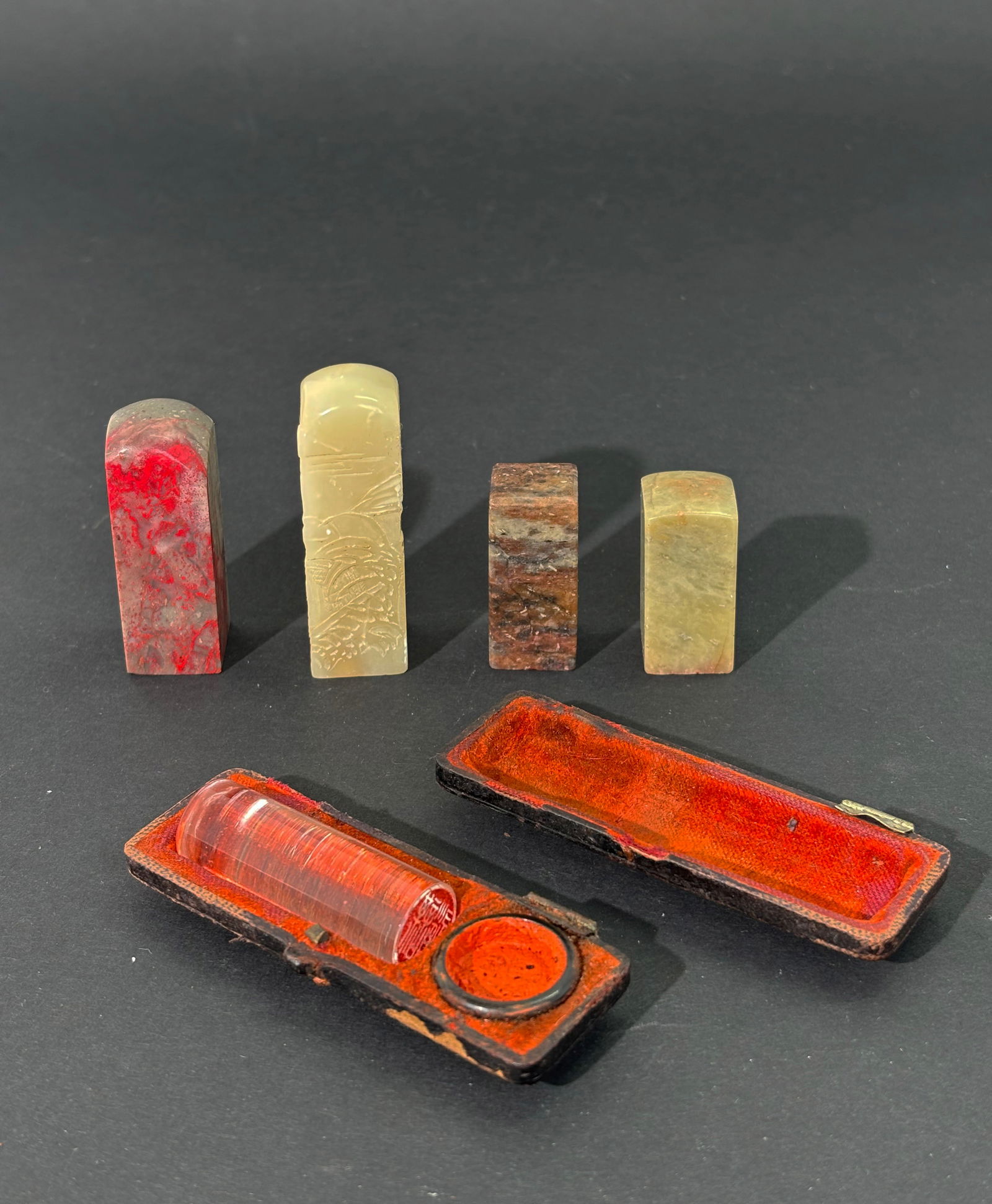 5 Chinese Scholar's Seals: 4 Shoushan 1 Crystal (1 of 7)