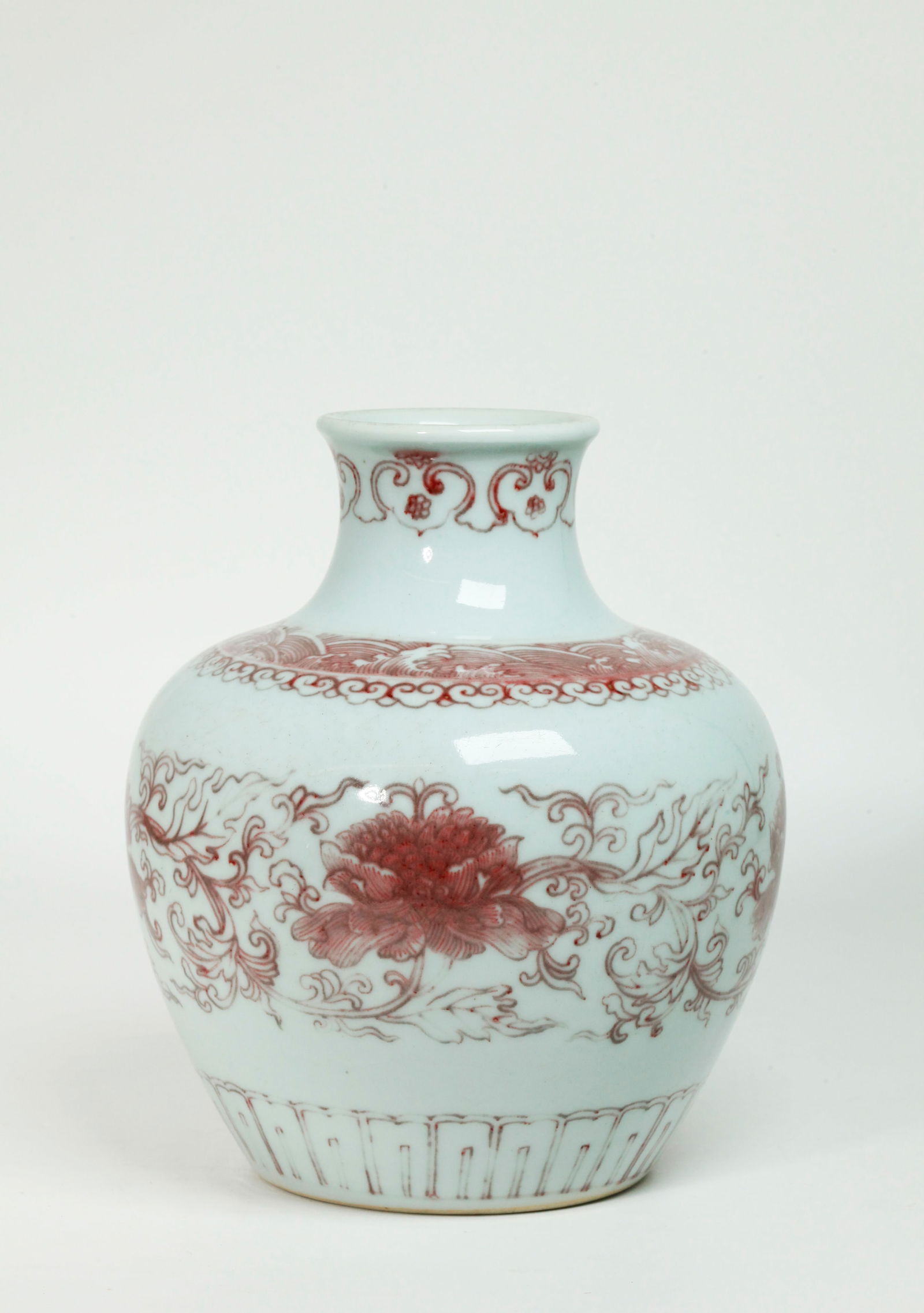 Chinese Underglaze Red Porcelain Peony Vase (1 of 5)