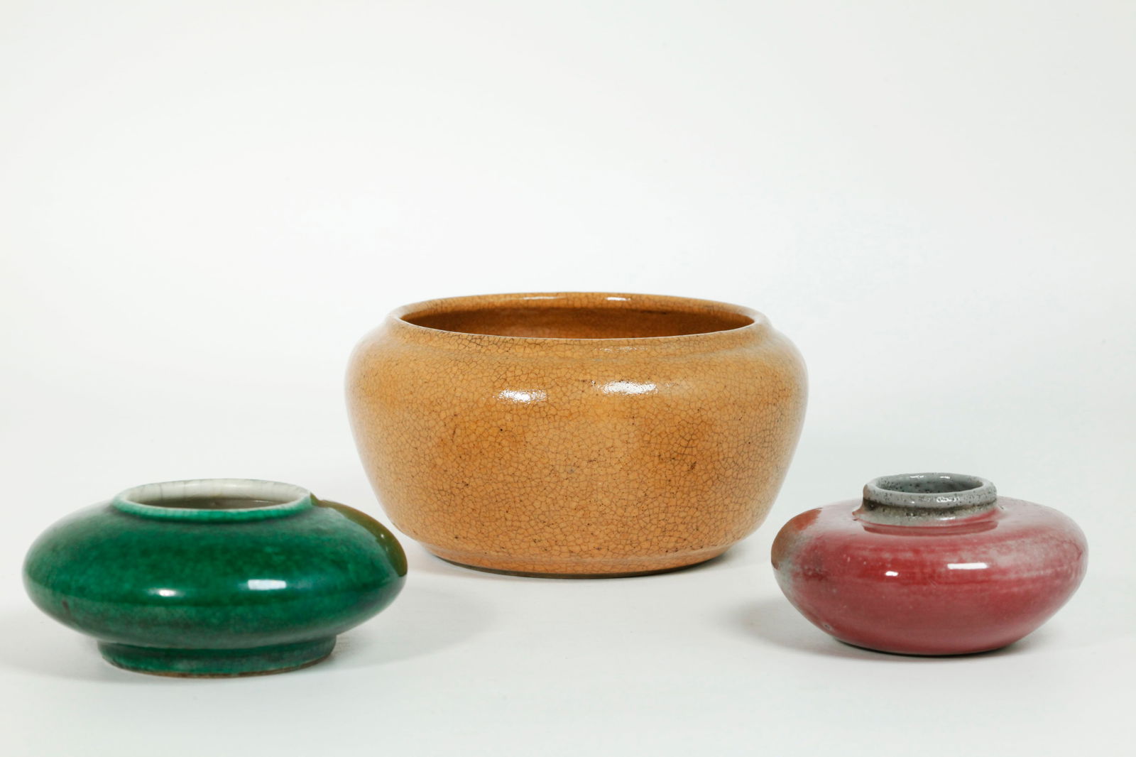 3 Chinese Monochrome Crackle Glazed Porcelain Pots (1 of 6)