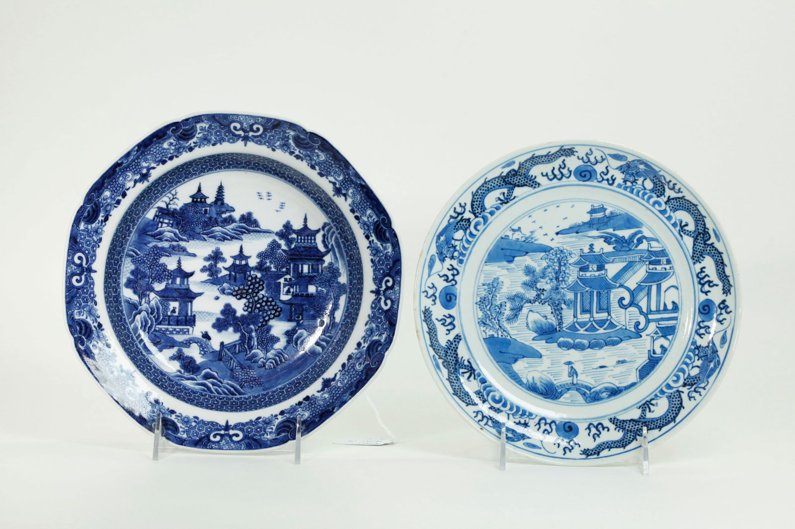 2 Chinese 19th C Blue & White Export Porcelains (1 of 6)