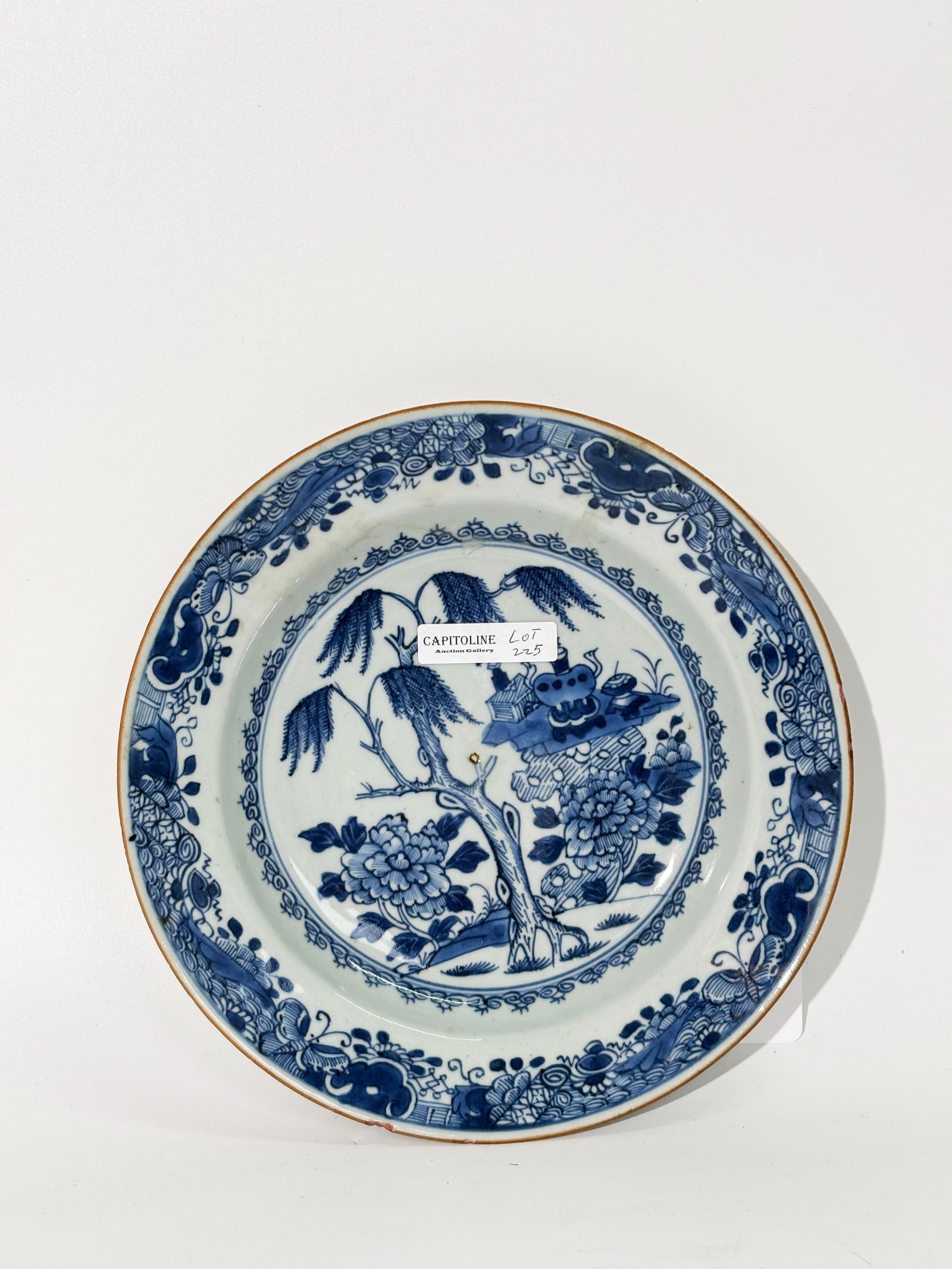 Chinese 18th C Blue & White Porcelain Garden Plate (1 of 4)