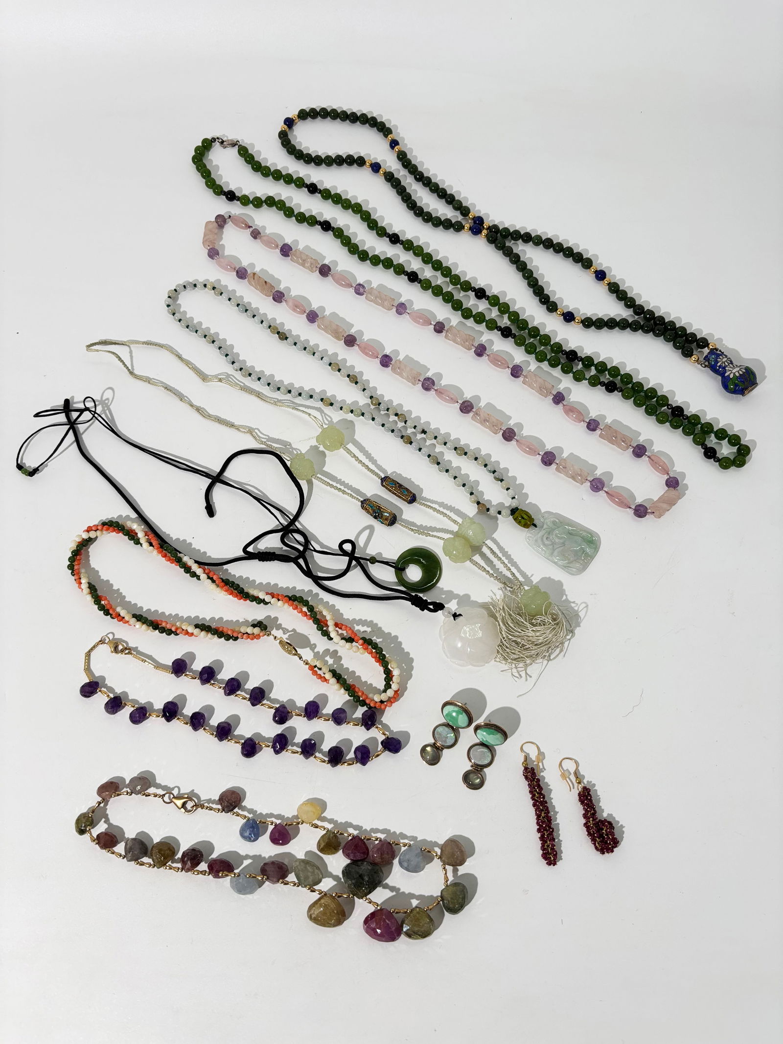 Jade / Hard Stone Bead Asian Gemstone Necklaces (1 of 12)