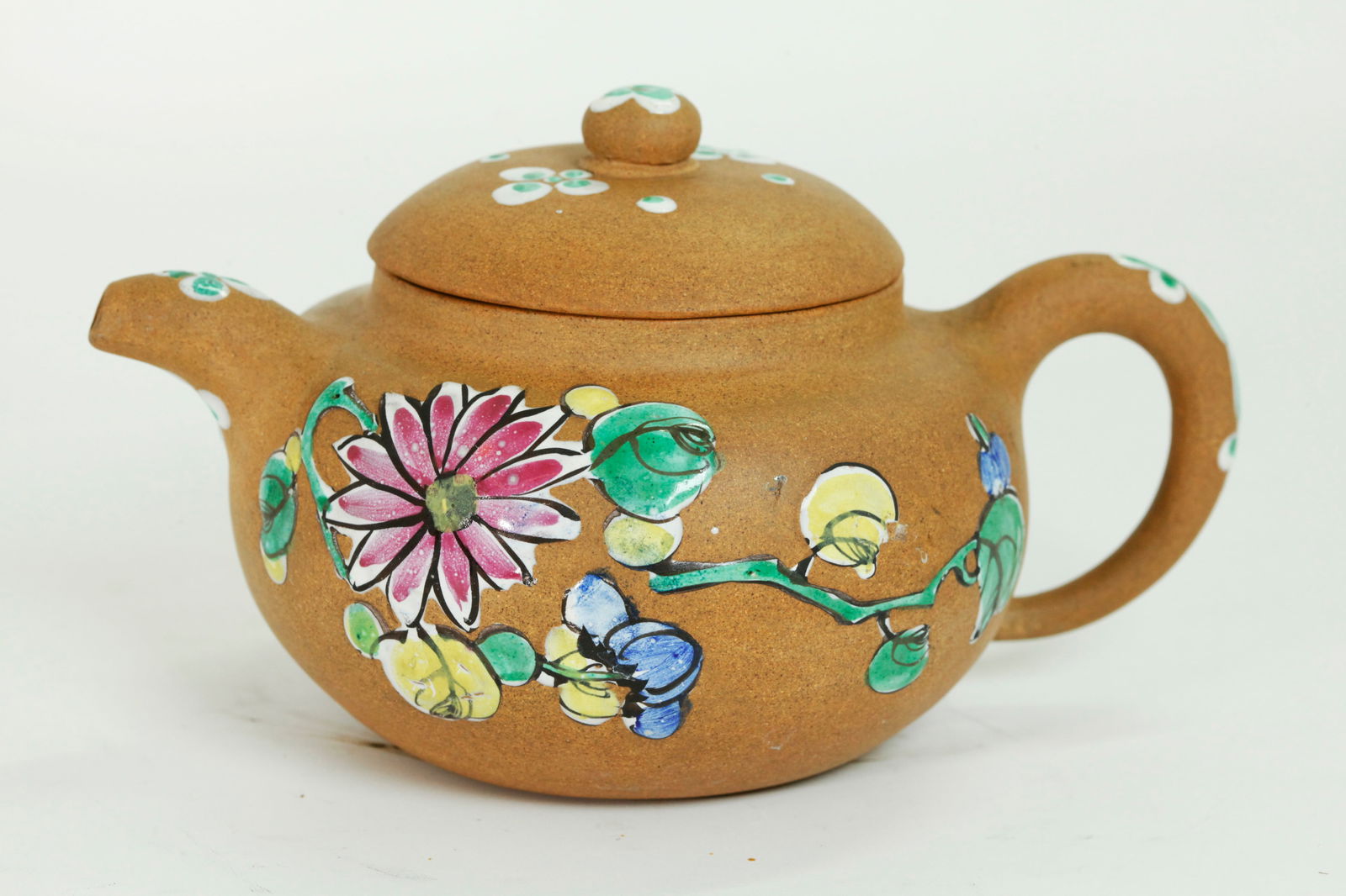 Good Chinese Yixing Zisha Light Clay Enamel Teapot (1 of 6)