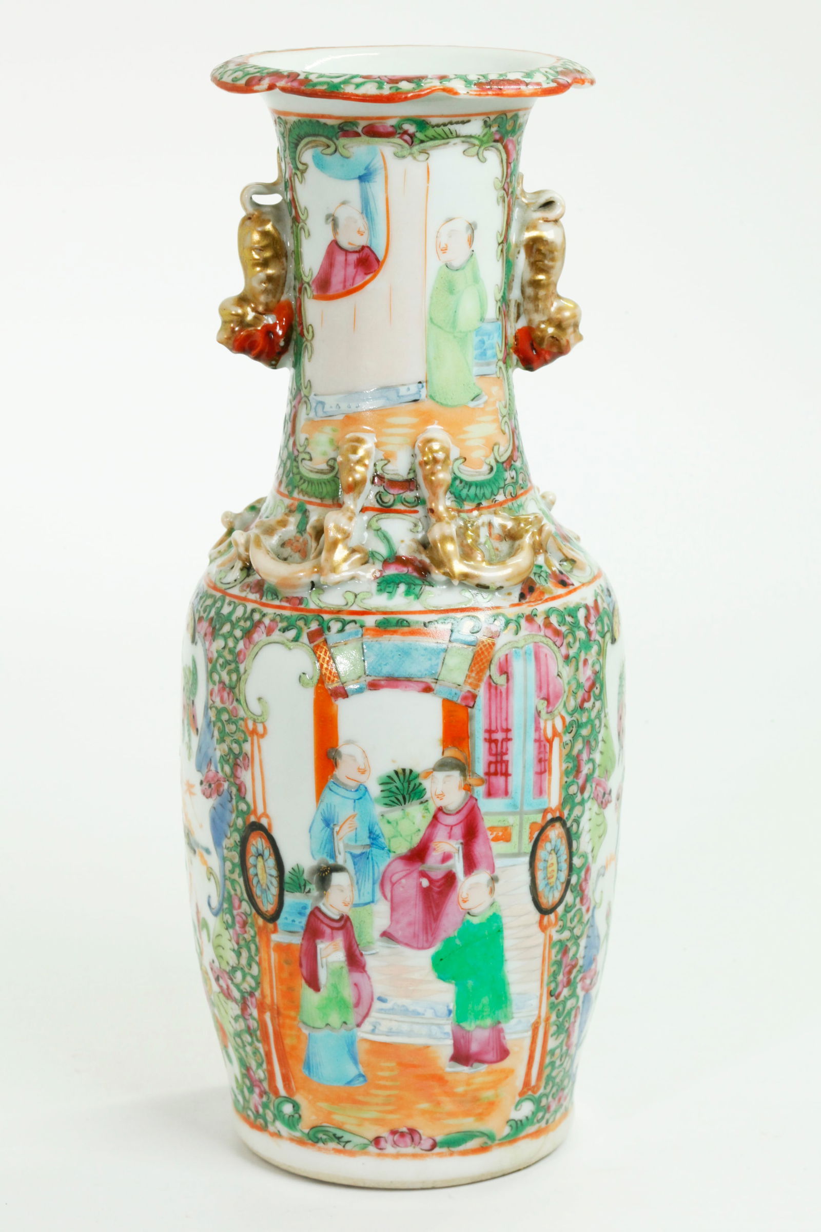 Chinese 19th C Rose Mandarin Porcelain Sm Vase (1 of 5)