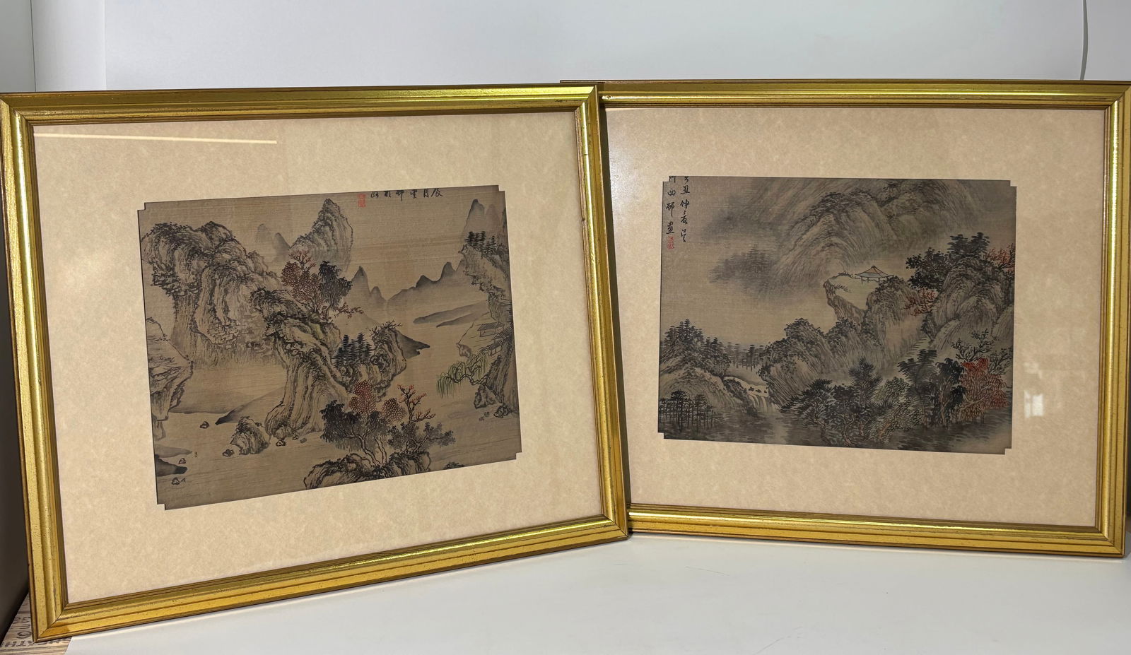 2 Chinese Ink On Silk Paintings; Matted & Framed (1 of 6)