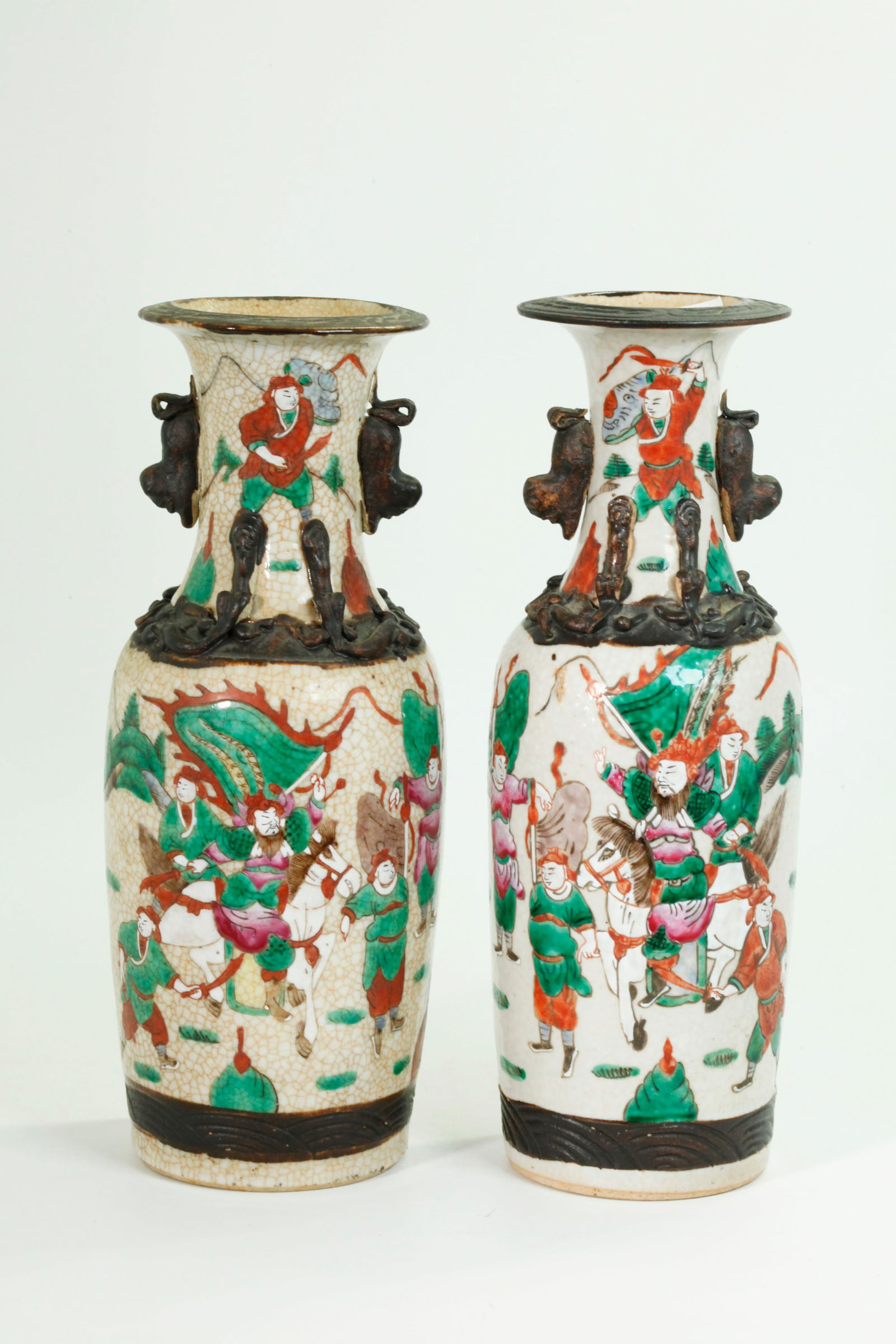 Opposing Pr Chinese Crackle Brown Porcelain Vases (1 of 6)
