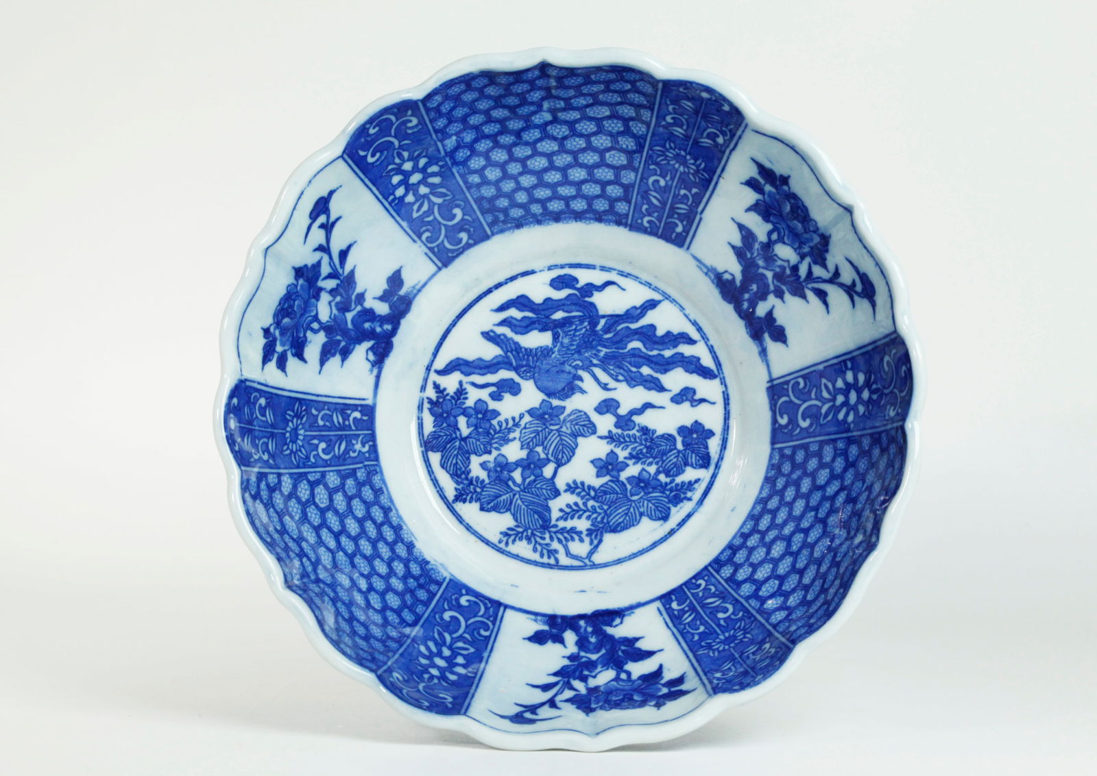 Japanese Transfer Decorated Blue Porcelain Bowl (1 of 5)