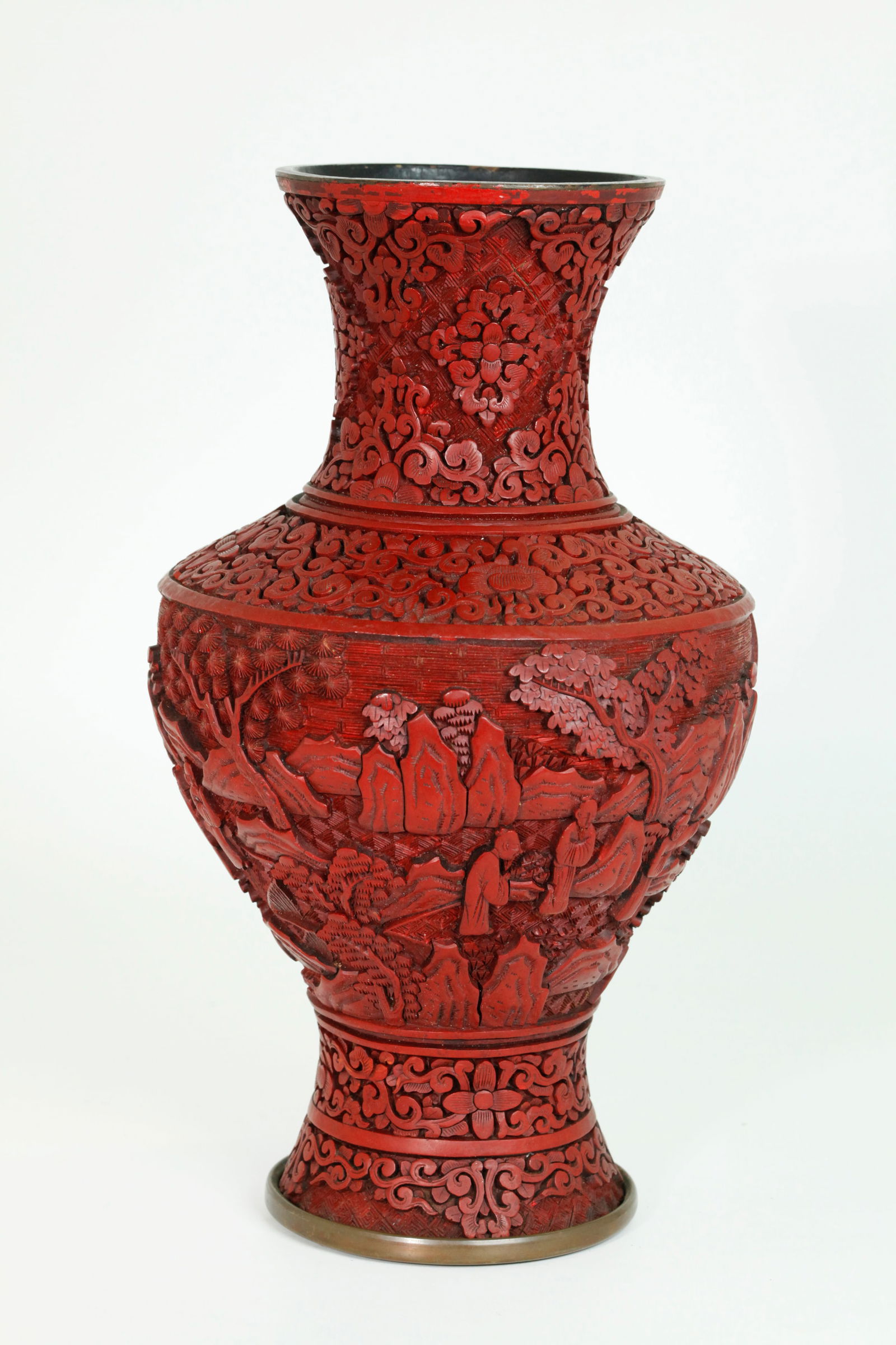 Chinese Qing Carved Red Cinnabar Lacquer Vase (1 of 5)