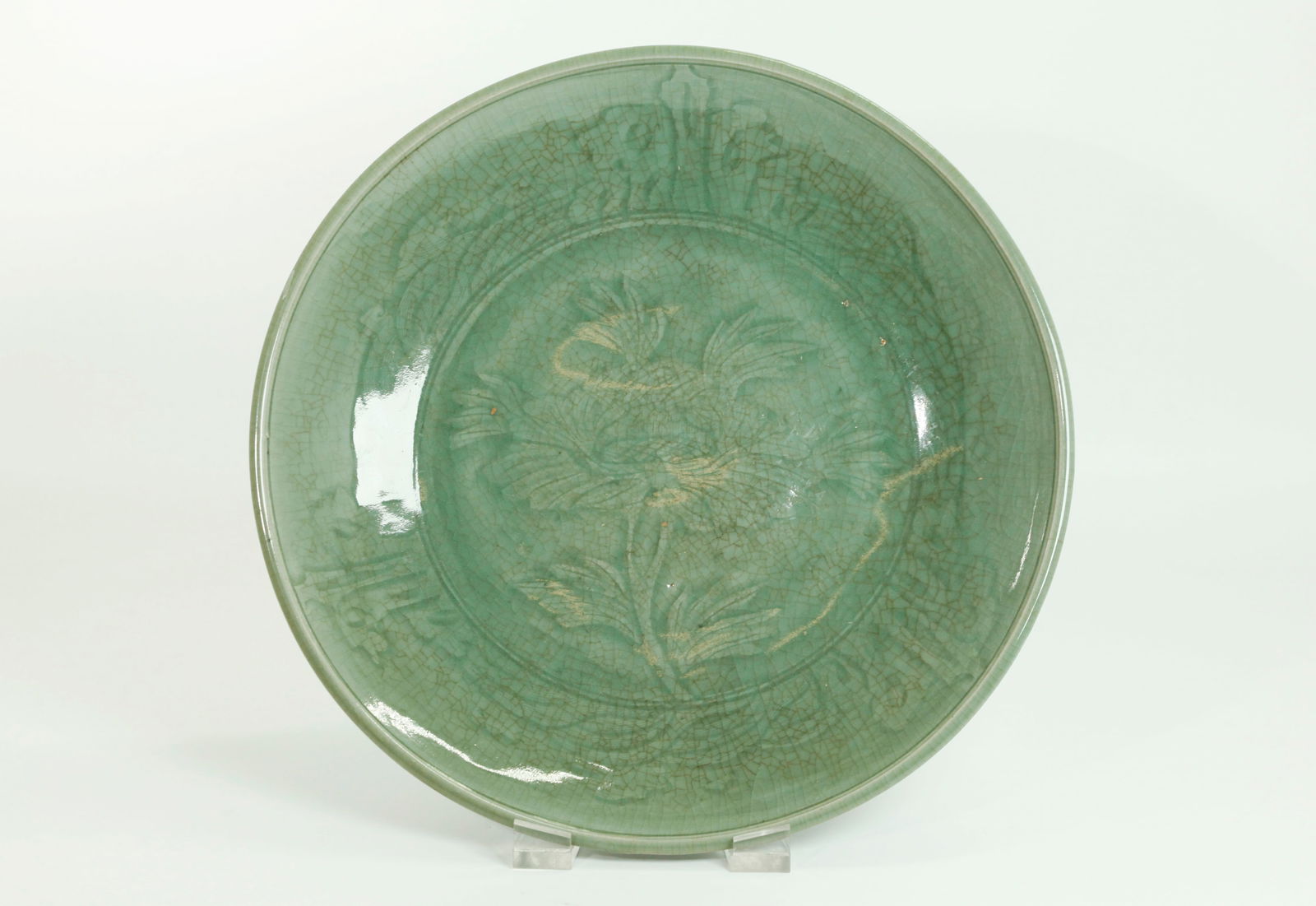 17th C Chinese Longquan Celadon Large Plate (1 of 4)