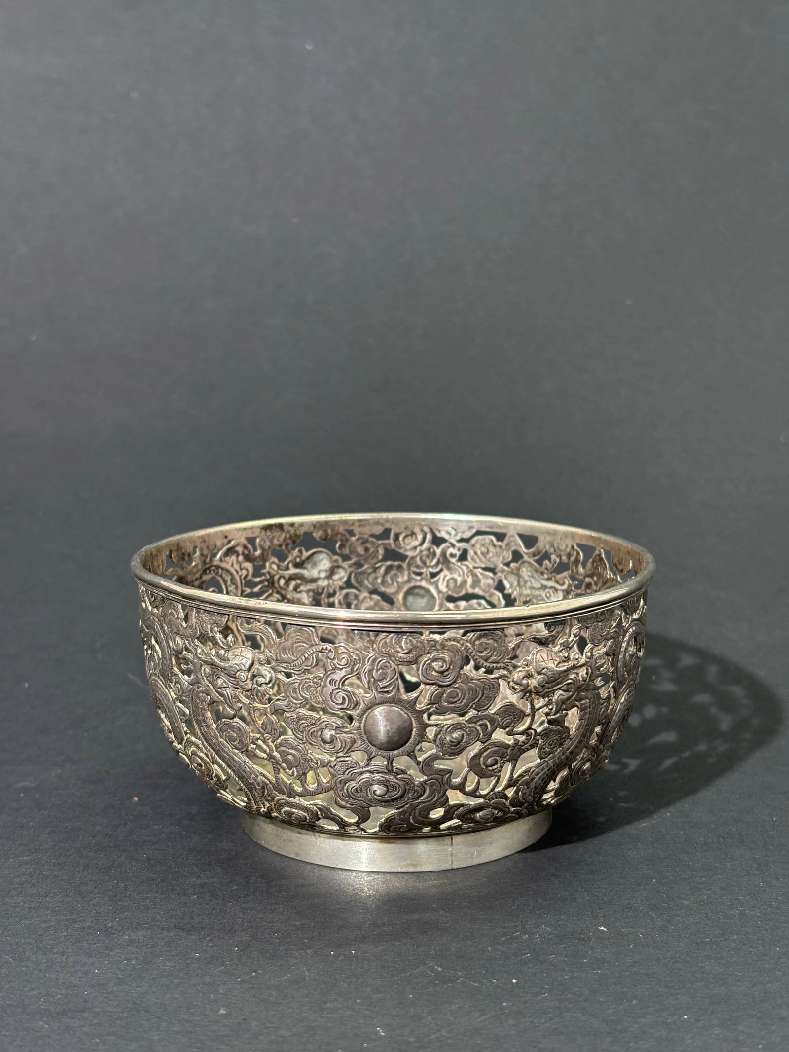 Ing Wu; Chinese 1900 Hong Kong Silver Dragon Bowl (1 of 7)