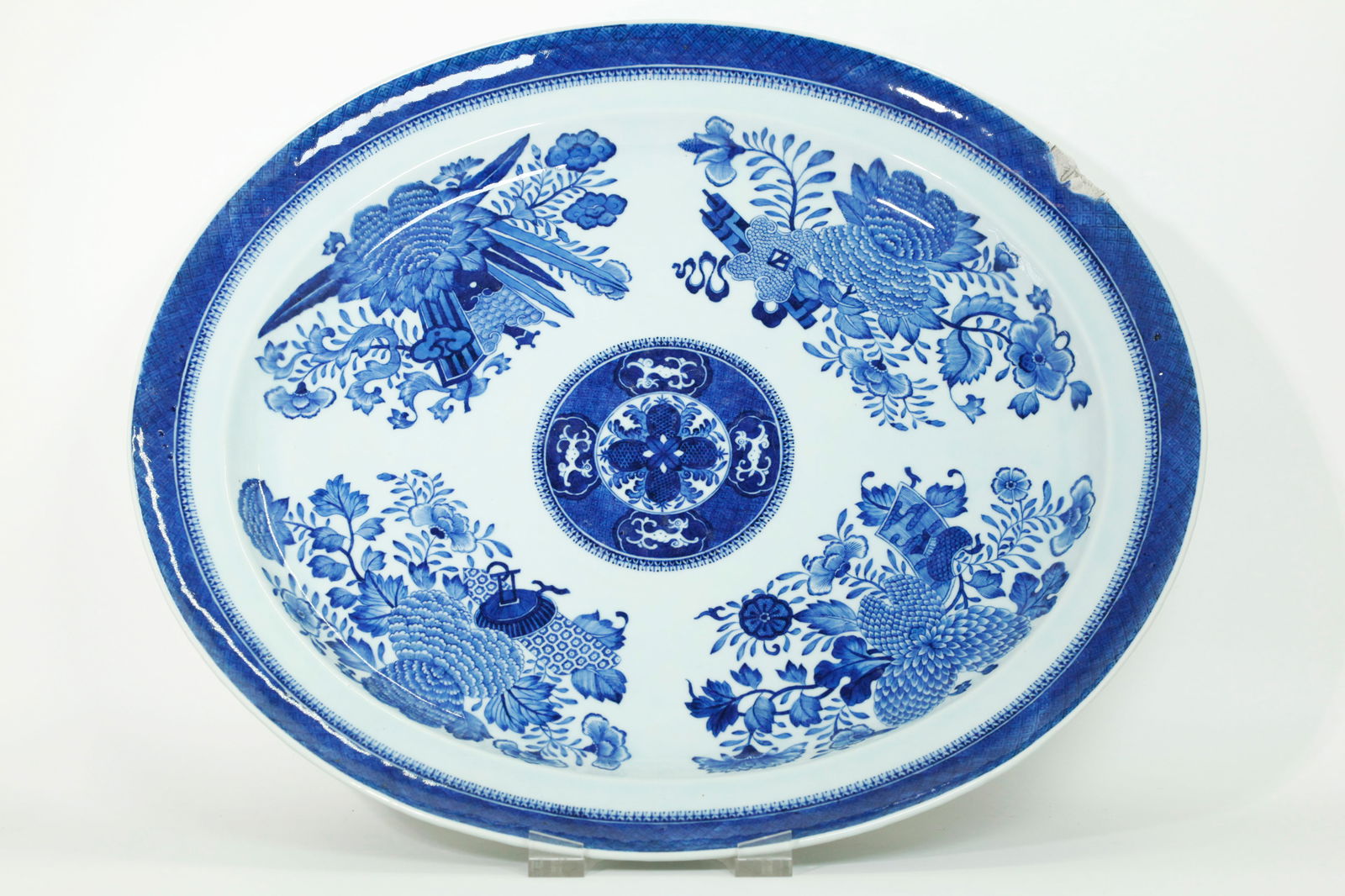XL Chinese 19th C Blue Fitzhugh Porcelain Tray (1 of 5)