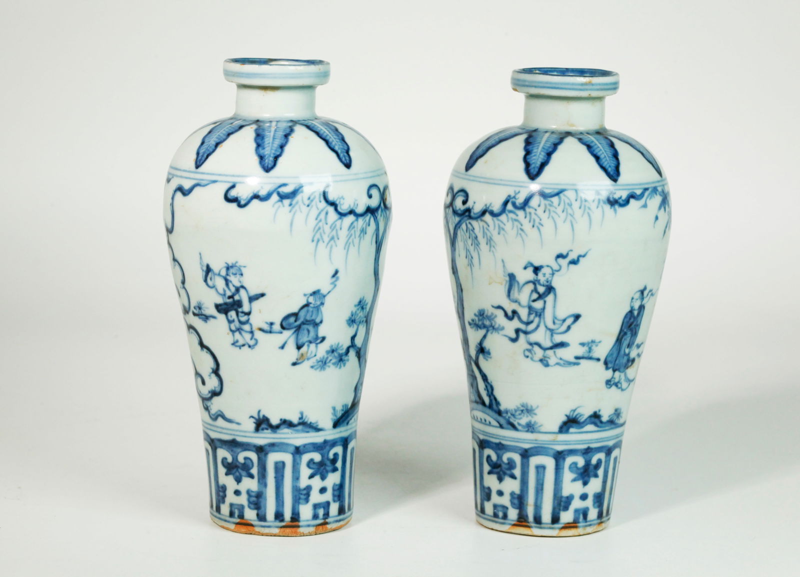 Pr Chinese Blue & White Porcelain Meiping Vases (1 of 6)