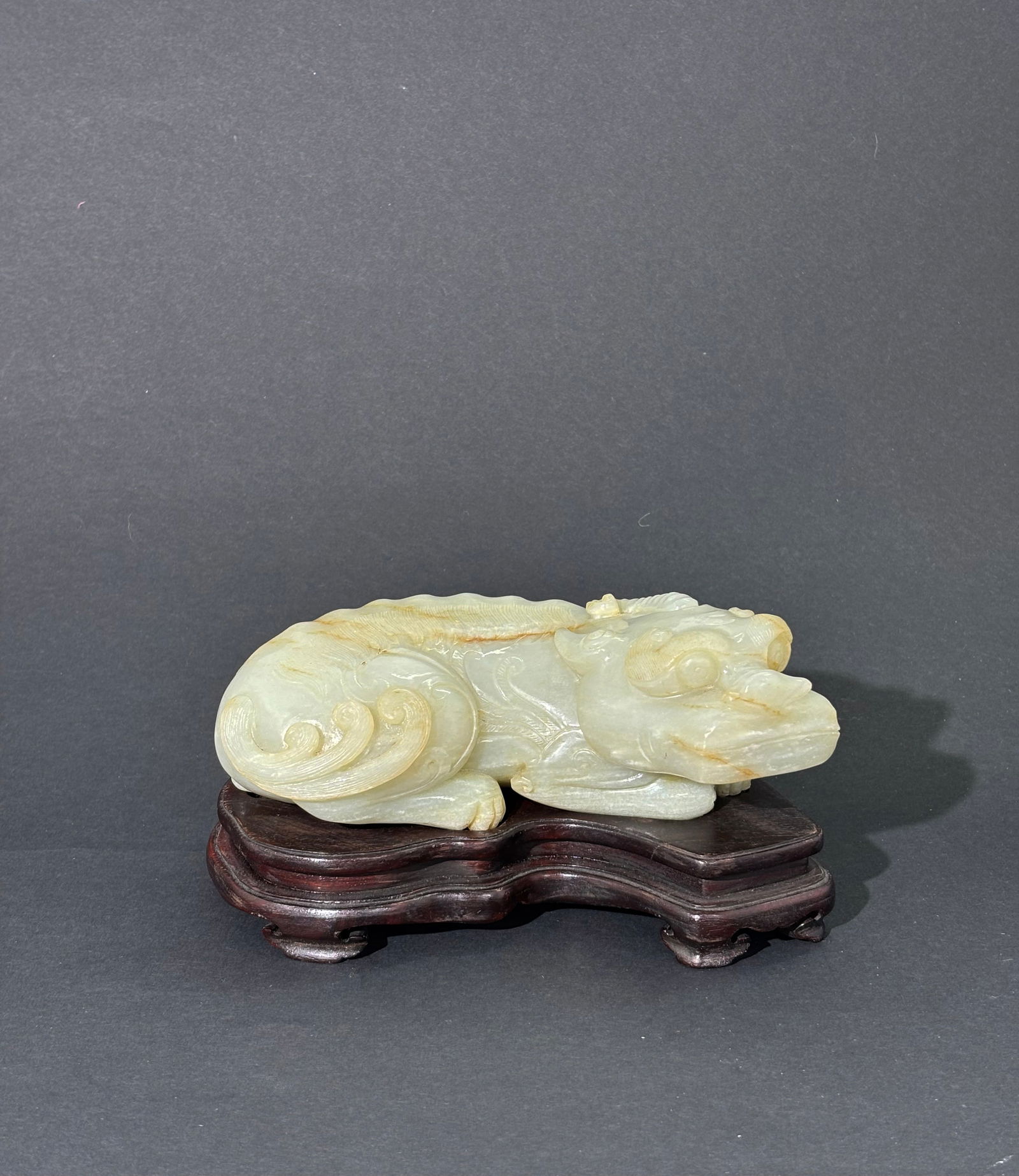 Large Chinese Pale Celadon Jade Qilin (1 of 6)