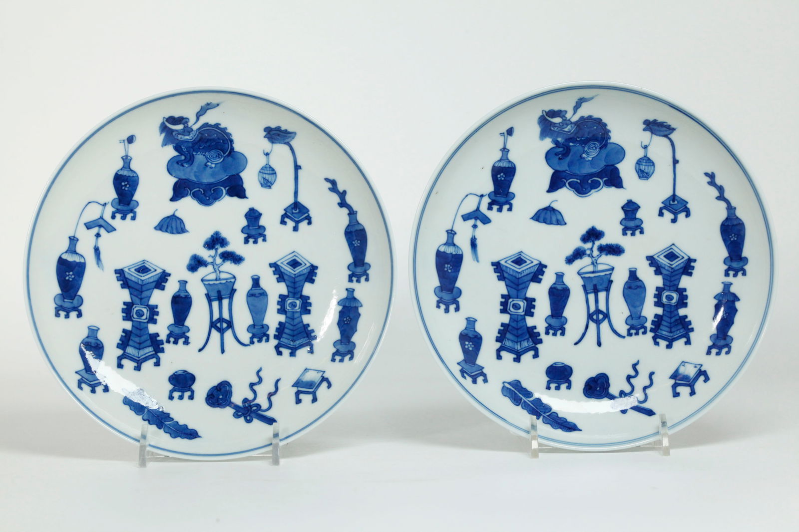Pr Chinese Guangxu Blue & White Porcelain Plates (1 of 5)